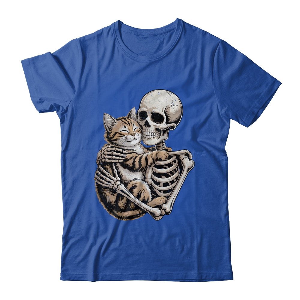 Skeleton Hugging Cat Lover Halloween Cat Mom Dad Shirt & Hoodie | teecentury