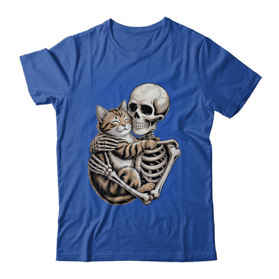 Skeleton Hugging Cat Lover Halloween Cat Mom Dad Shirt & Hoodie | teecentury
