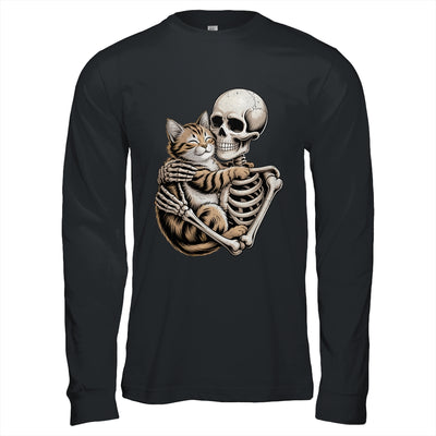 Skeleton Hugging Cat Lover Halloween Cat Mom Dad Shirt & Hoodie | teecentury