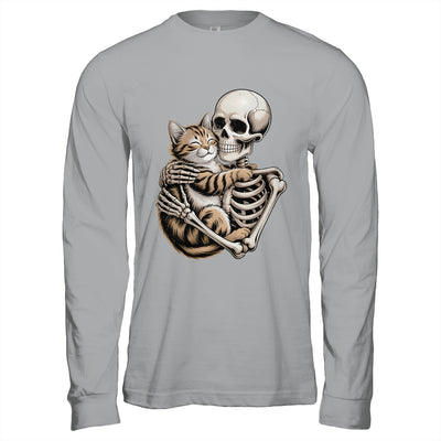 Skeleton Hugging Cat Lover Halloween Cat Mom Dad Shirt & Hoodie | teecentury