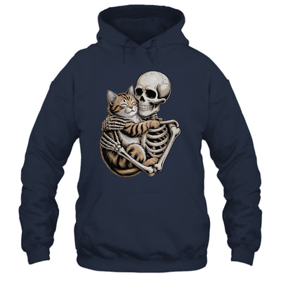 Skeleton Hugging Cat Lover Halloween Cat Mom Dad Shirt & Hoodie | teecentury