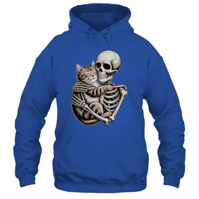 Skeleton Hugging Cat Lover Halloween Cat Mom Dad Shirt & Hoodie | teecentury