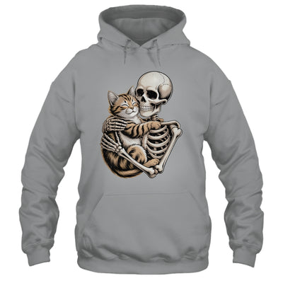 Skeleton Hugging Cat Lover Halloween Cat Mom Dad Shirt & Hoodie | teecentury