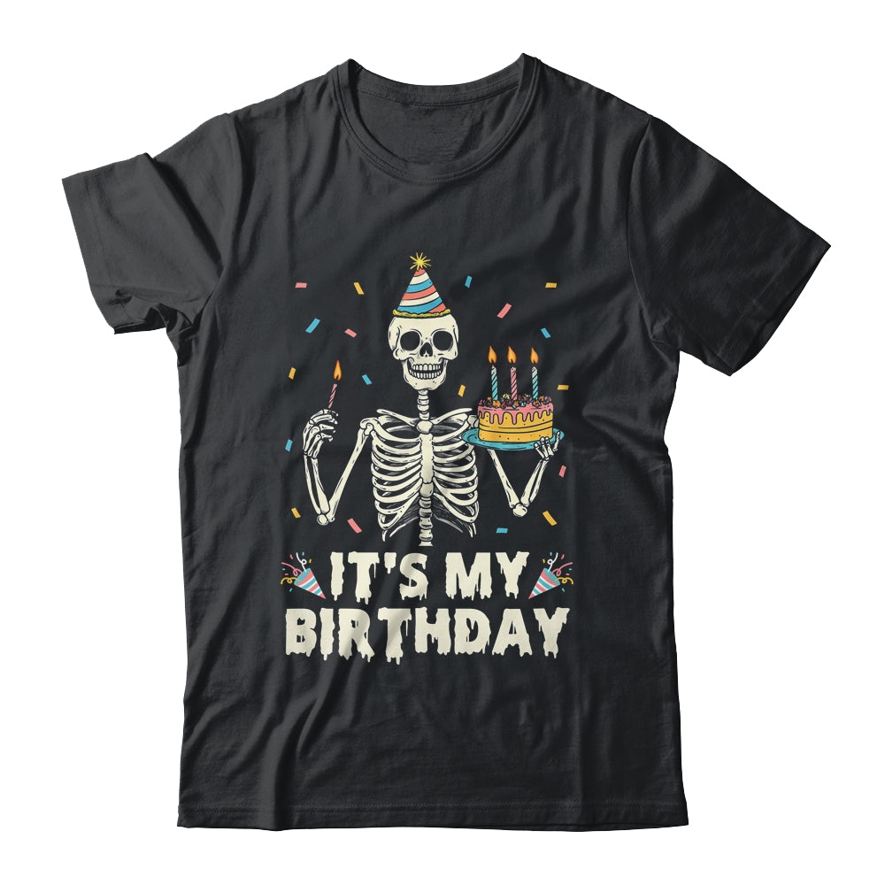 Skeleton It's My Birthday Party Happy Halloween Birthday Shirt & Hoodie | teecentury