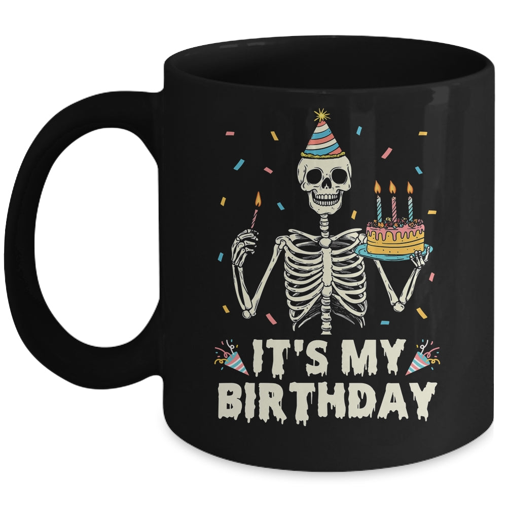 Skeleton It's My Birthday Party Happy Halloween Birthday Mug | teecentury