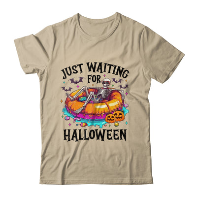 Skeleton Just Waiting For Halloween Spooky Season Funny Shirt & Sweatshirt | teecentury