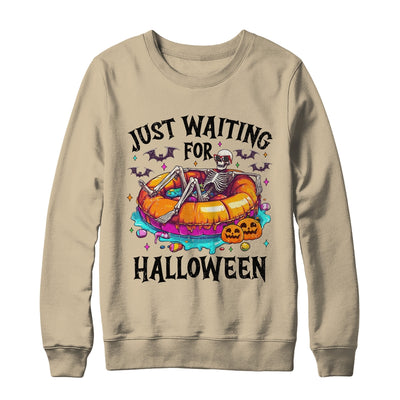 Skeleton Just Waiting For Halloween Spooky Season Funny Shirt & Sweatshirt | teecentury