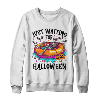 Skeleton Just Waiting For Halloween Spooky Season Funny Shirt & Sweatshirt | teecentury