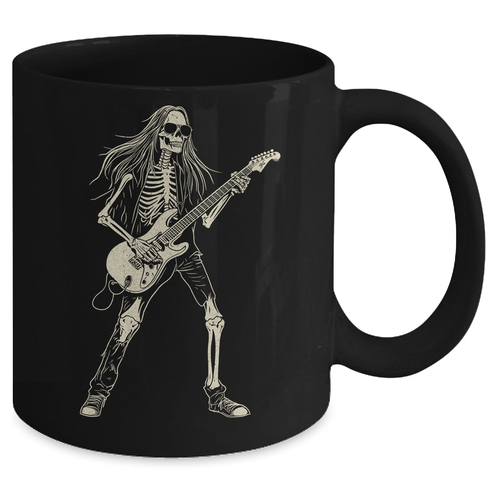 Skeleton Playing Guitar Graphic Rock And Roll Band Rock On Mug | teecentury