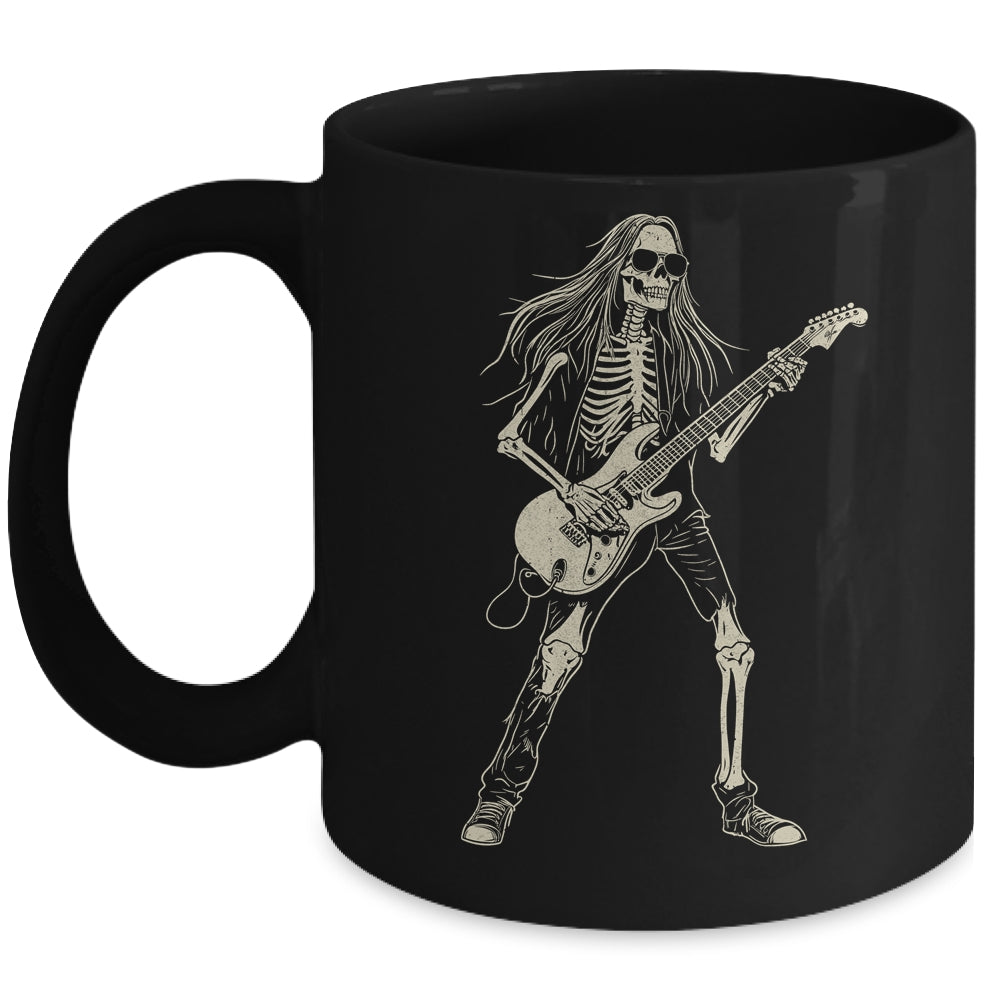 Skeleton Playing Guitar Graphic Rock And Roll Band Rock On Mug | teecentury