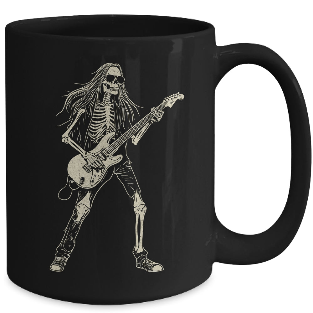 Skeleton Playing Guitar Graphic Rock And Roll Band Rock On Mug | teecentury