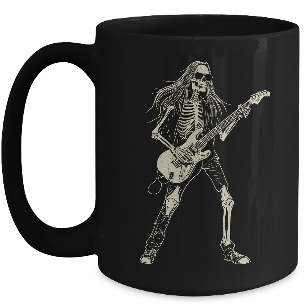 Skeleton Playing Guitar Graphic Rock And Roll Band Rock On Mug | teecentury