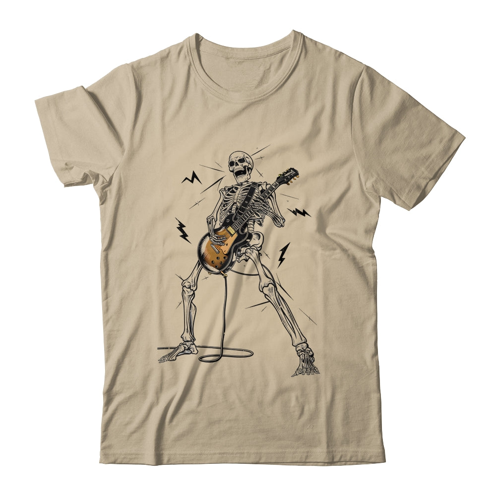 Skeleton Playing Guitar Rock And Roll Graphic Band Shirt & Hoodie | teecentury