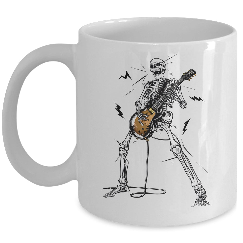Skeleton Playing Guitar Rock And Roll Graphic Band Mug | teecentury