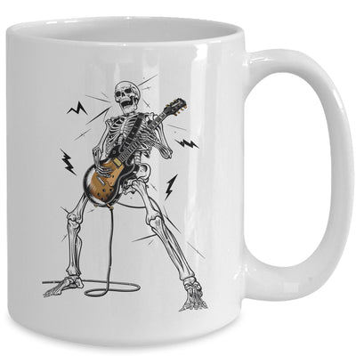 Skeleton Playing Guitar Rock And Roll Graphic Band Mug | teecentury