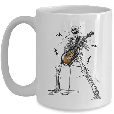 Skeleton Playing Guitar Rock And Roll Graphic Band Mug | teecentury