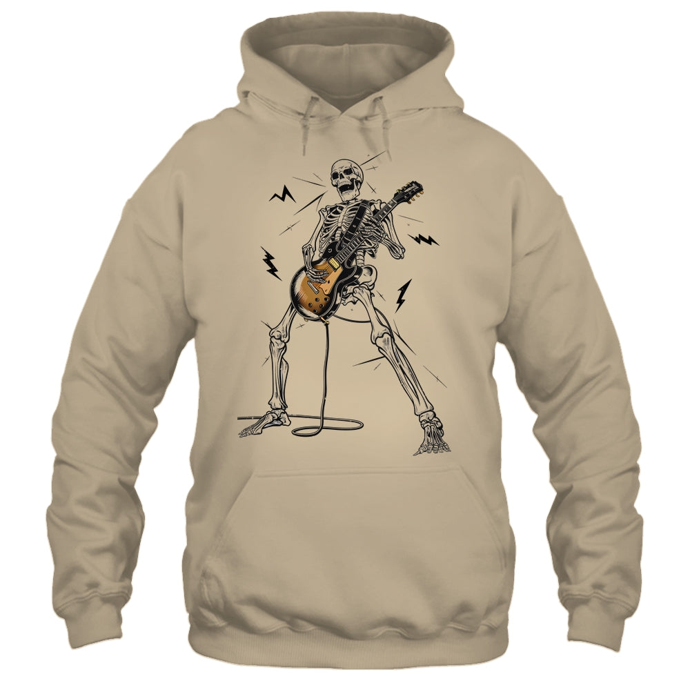 Skeleton Playing Guitar Rock And Roll Graphic Band Shirt & Hoodie | teecentury