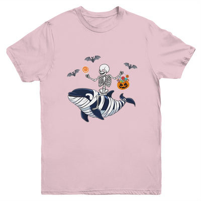 Skeleton Riding Mummy Orca Halloween Costume Whale Youth Shirt | teecentury