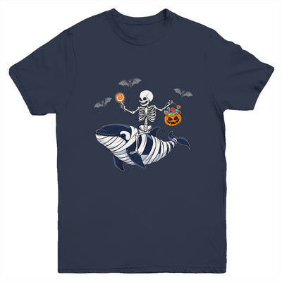 Skeleton Riding Mummy Orca Halloween Costume Whale Youth Shirt | teecentury