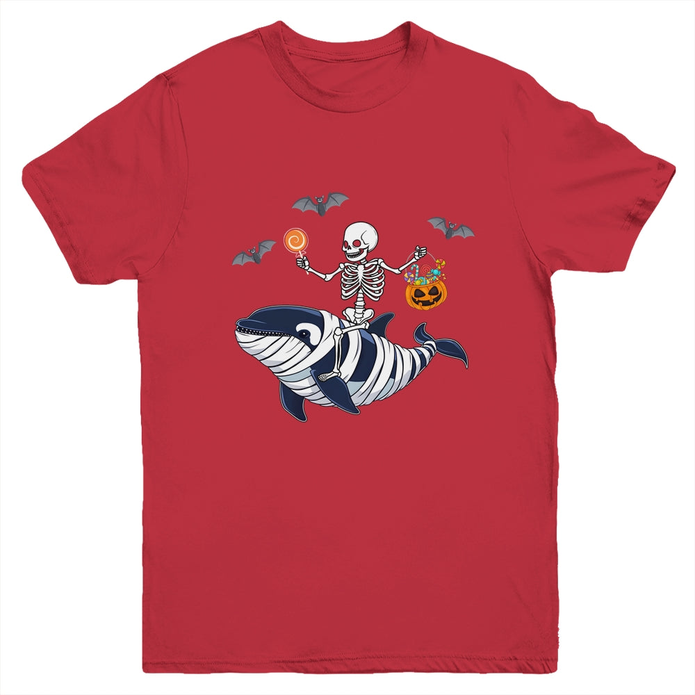 Skeleton Riding Mummy Orca Halloween Costume Whale Youth Shirt | teecentury