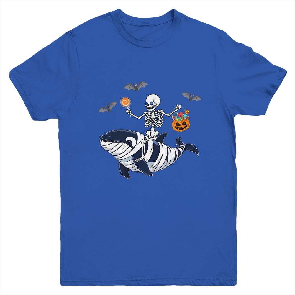 Skeleton Riding Mummy Orca Halloween Costume Whale Youth Shirt | teecentury