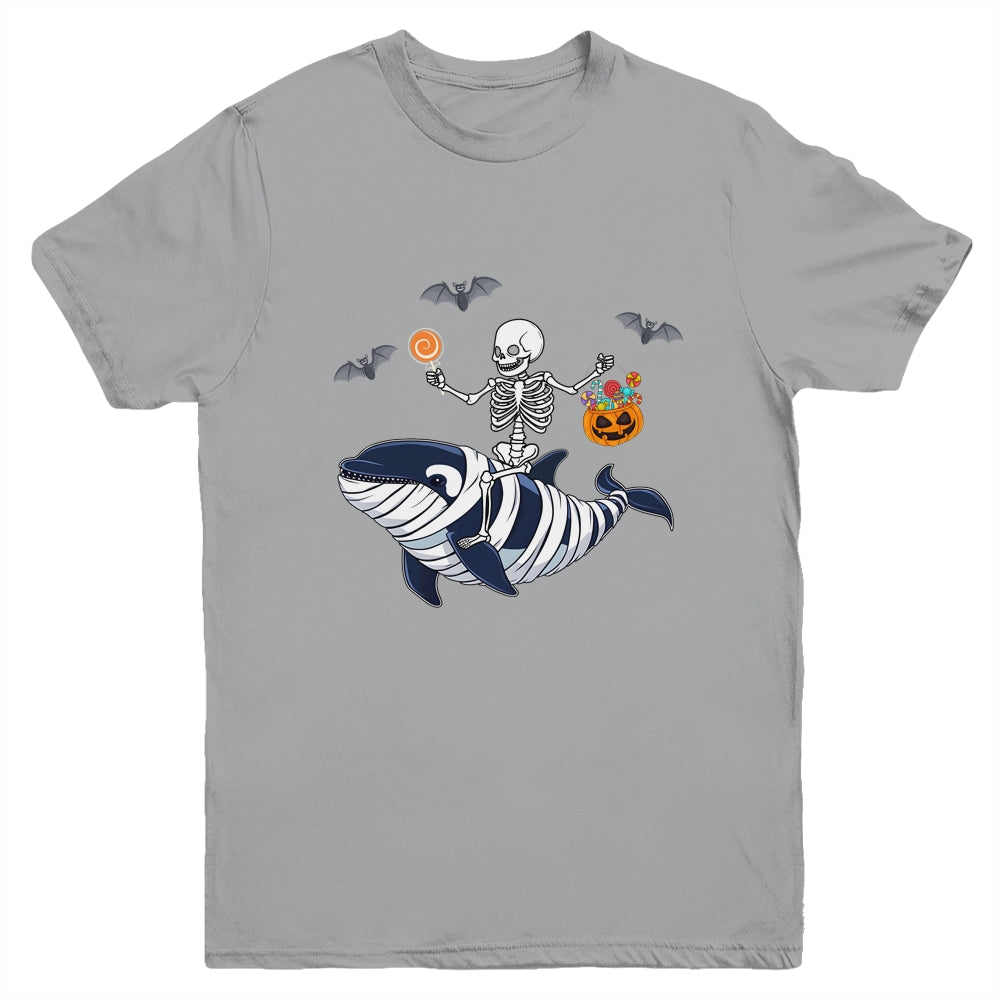 Skeleton Riding Mummy Orca Halloween Costume Whale Youth Shirt | teecentury