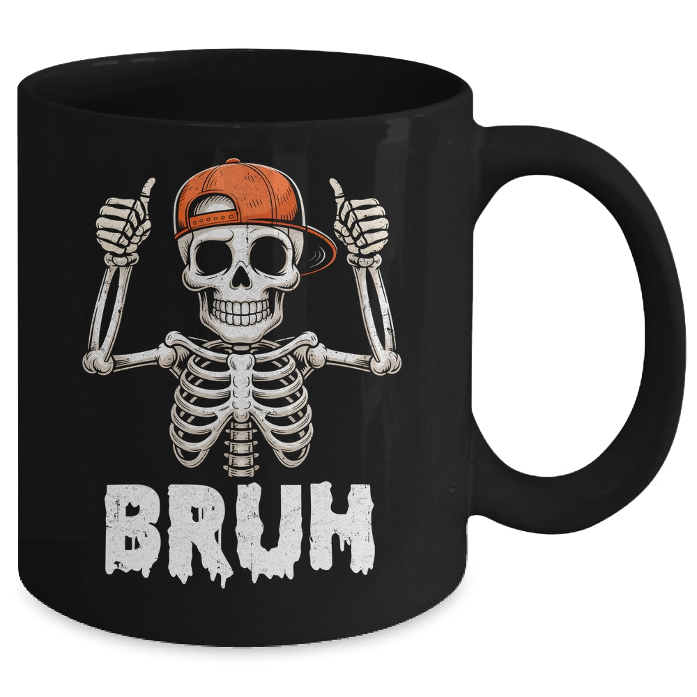 Skeleton Rock On Bruh Halloween For Men Boy Kids Funny Mug | teecentury