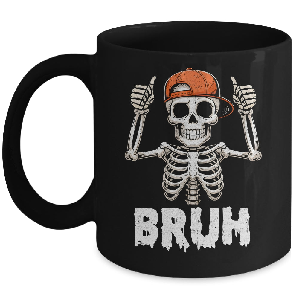 Skeleton Rock On Bruh Halloween For Men Boy Kids Funny Mug | teecentury