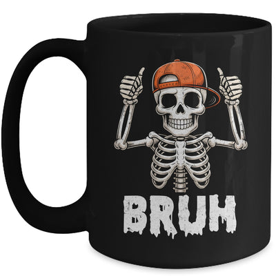 Skeleton Rock On Bruh Halloween For Men Boy Kids Funny Mug | teecentury