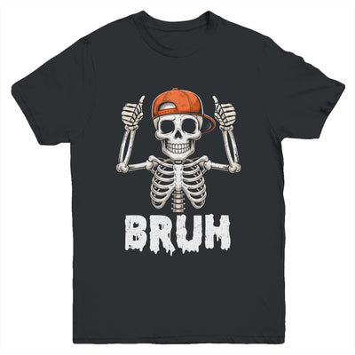 Skeleton Rock On Bruh Halloween For Men Boy Kids Funny Youth Shirt | teecentury
