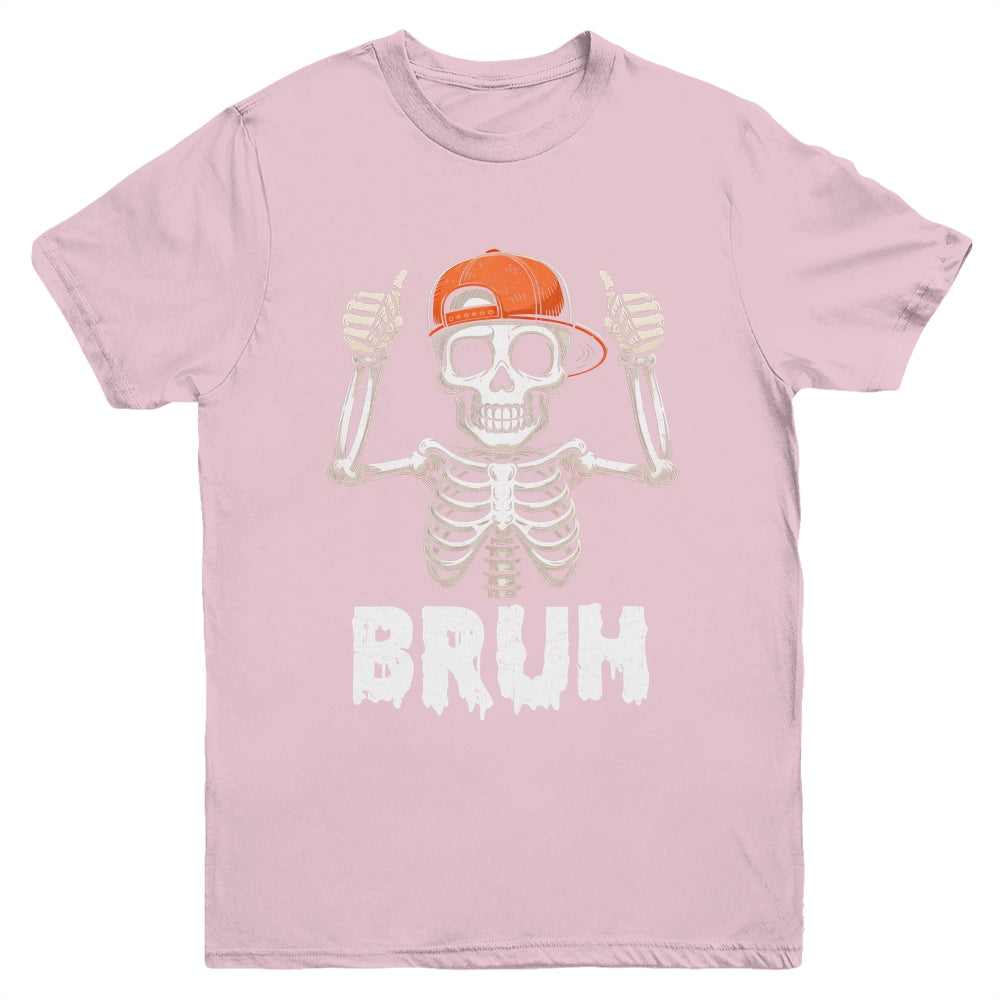 Skeleton Rock On Bruh Halloween For Men Boy Kids Funny Youth Shirt | teecentury
