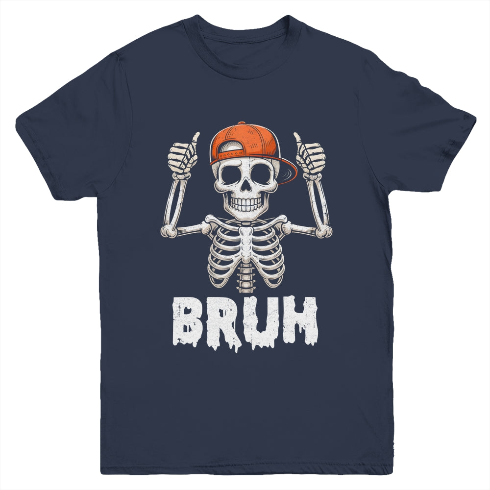 Skeleton Rock On Bruh Halloween For Men Boy Kids Funny Youth Shirt | teecentury
