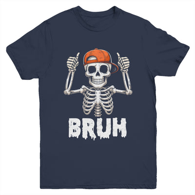 Skeleton Rock On Bruh Halloween For Men Boy Kids Funny Youth Shirt | teecentury