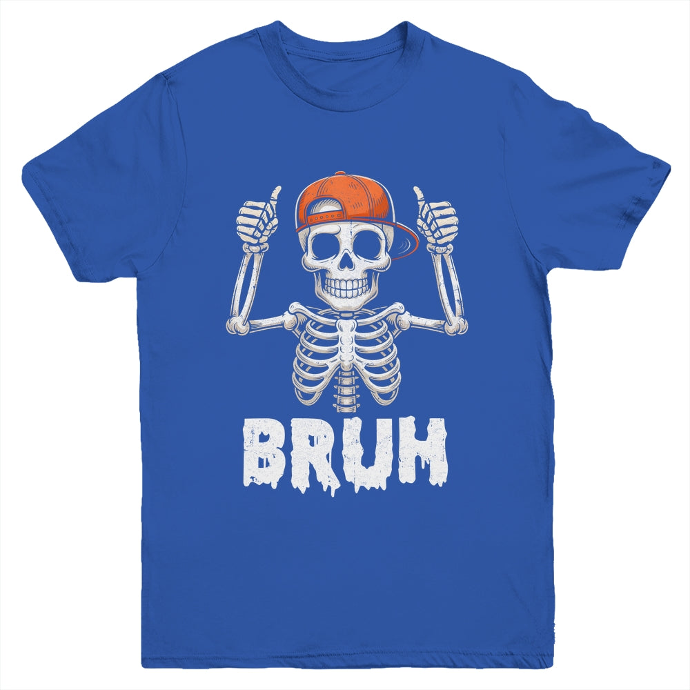 Skeleton Rock On Bruh Halloween For Men Boy Kids Funny Youth Shirt | teecentury