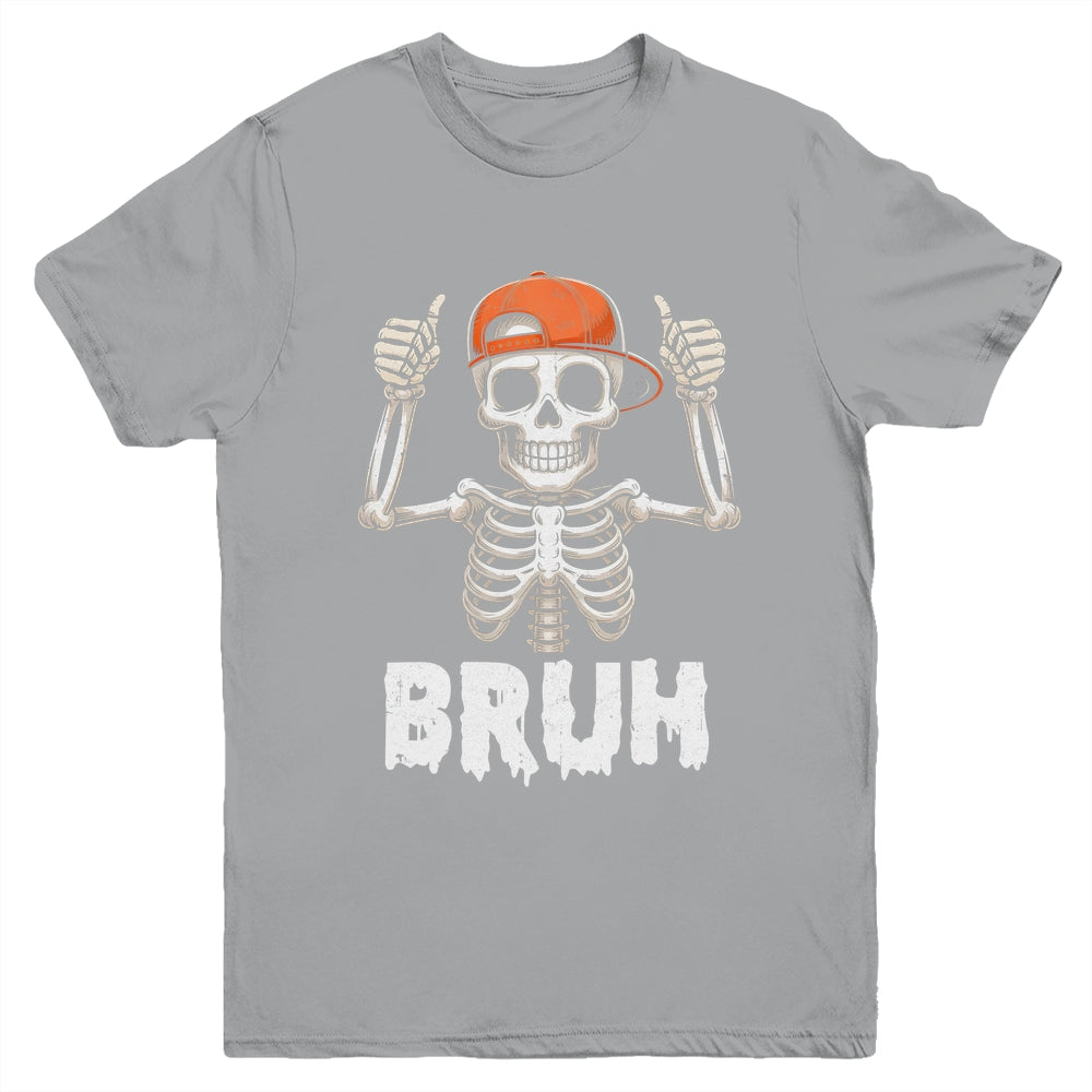 Skeleton Rock On Bruh Halloween For Men Boy Kids Funny Youth Shirt | teecentury