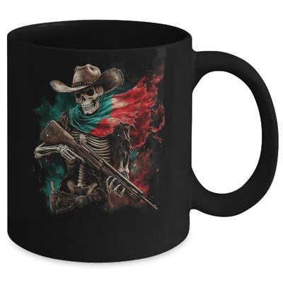 Skeleton Skull Cowboy Hat Mexico Flag USA Gun Scary Horror Mug | teecentury