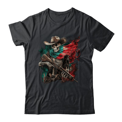 Skeleton Skull Cowboy Hat Mexico Flag USA Gun Scary Horror Shirt & Hoodie | teecentury