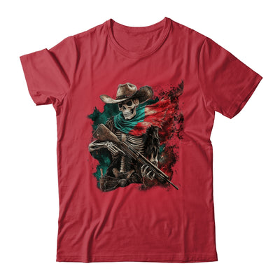 Skeleton Skull Cowboy Hat Mexico Flag USA Gun Scary Horror Shirt & Hoodie | teecentury