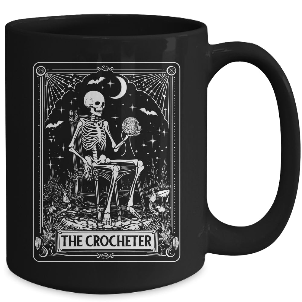 Skeleton The Crocheter Tarot Card Knitter Crochet Lover Mug | teecentury