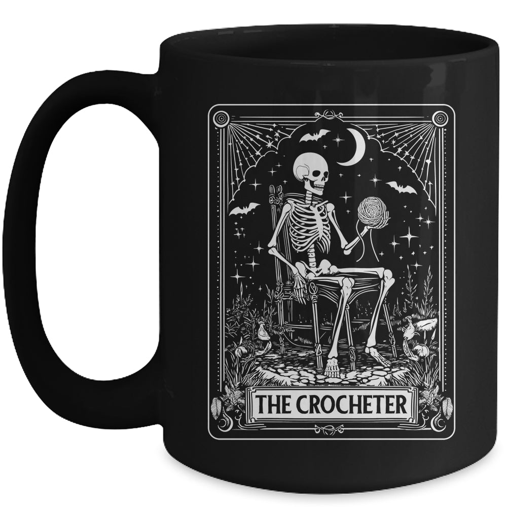 Skeleton The Crocheter Tarot Card Knitter Crochet Lover Mug | teecentury