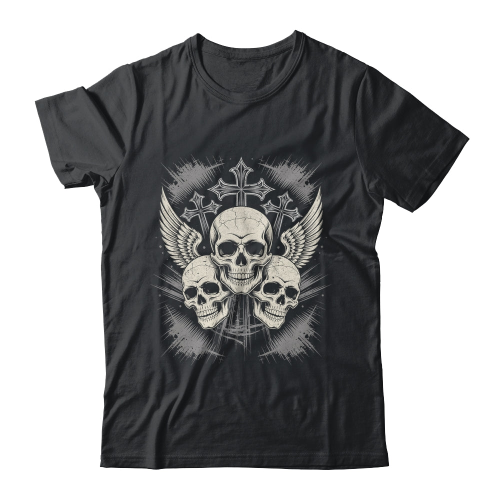 Skulls Cross Goth Rock Grunge Gothic Winged Aesthetic Shirt & Hoodie | teecentury