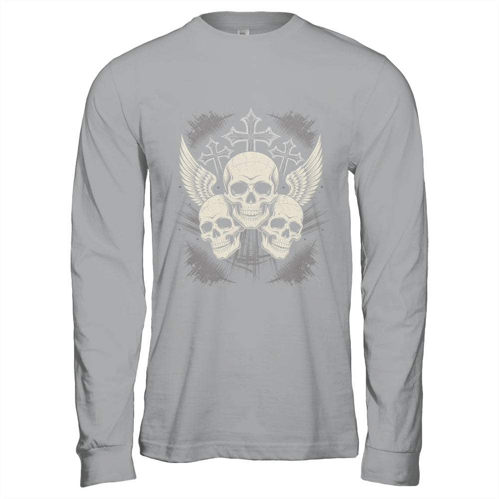 Skulls Cross Goth Rock Grunge Gothic Winged Aesthetic Shirt & Hoodie | teecentury
