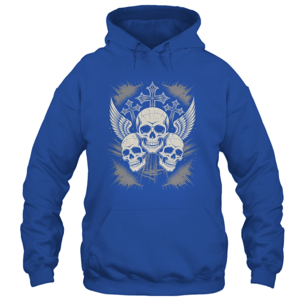 Skulls Cross Goth Rock Grunge Gothic Winged Aesthetic Shirt & Hoodie | teecentury
