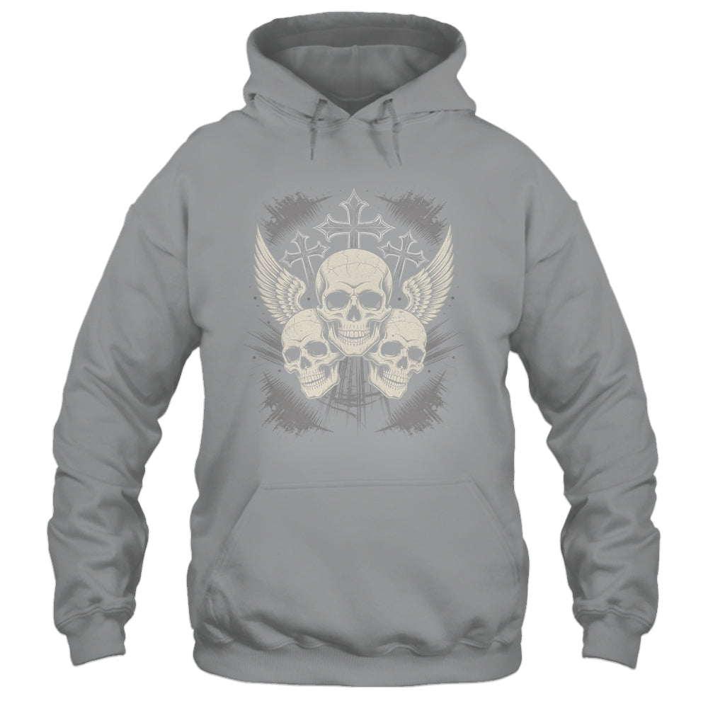 Skulls Cross Goth Rock Grunge Gothic Winged Aesthetic Shirt & Hoodie | teecentury
