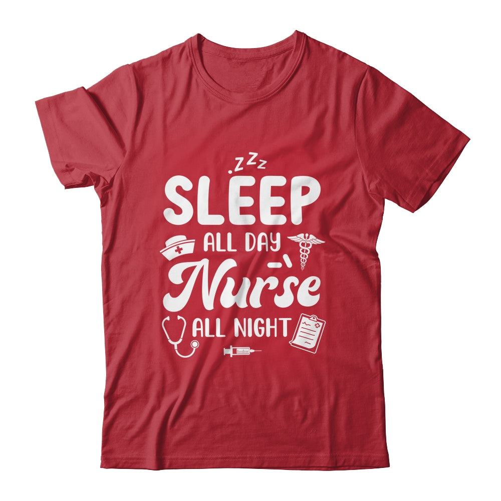 Sleep All Day Nurse All Night Funny Night Shift Nurses Shirt & Tank Top | teecentury