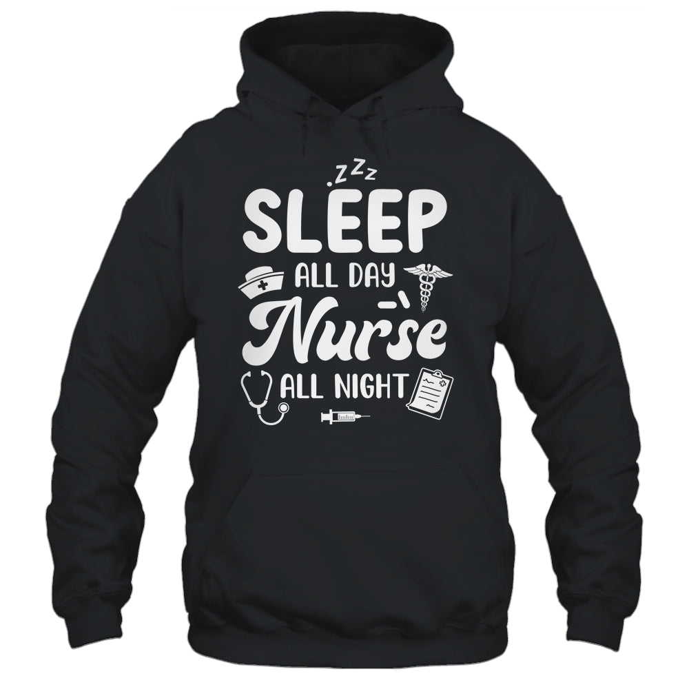 Sleep All Day Nurse All Night Funny Night Shift Nurses Shirt & Tank Top | teecentury