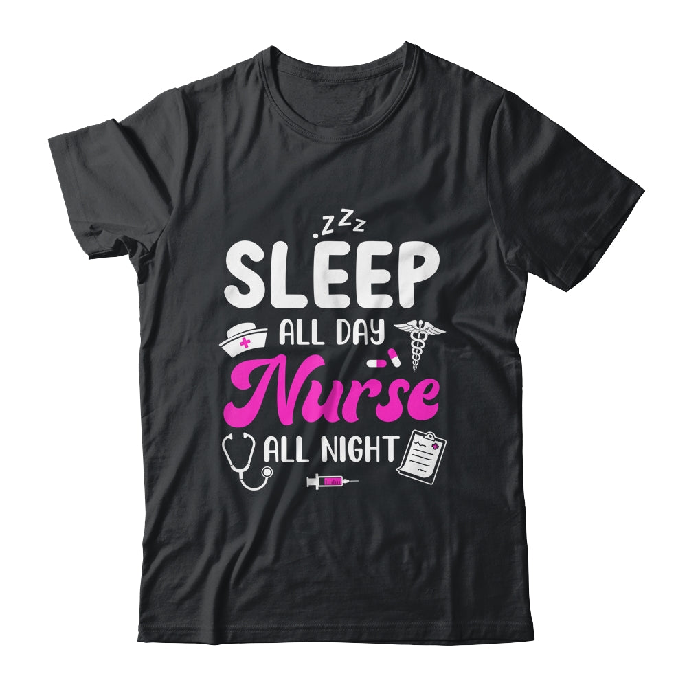 Sleep All Day Nurse All Night Funny Nursing ER RN LPN CNA Shirt & Tank Top | teecentury