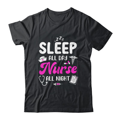 Sleep All Day Nurse All Night Funny Nursing ER RN LPN CNA Shirt & Tank Top | teecentury