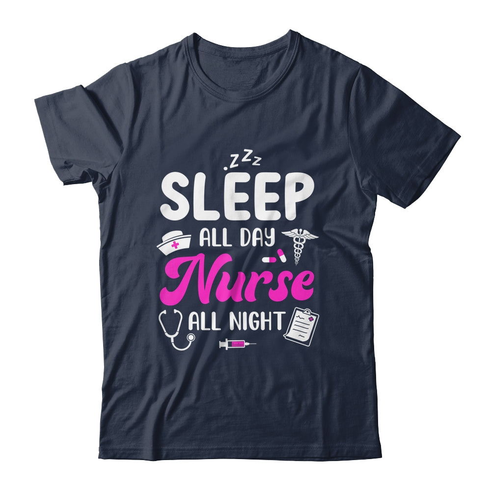 Sleep All Day Nurse All Night Funny Nursing ER RN LPN CNA Shirt & Tank Top | teecentury