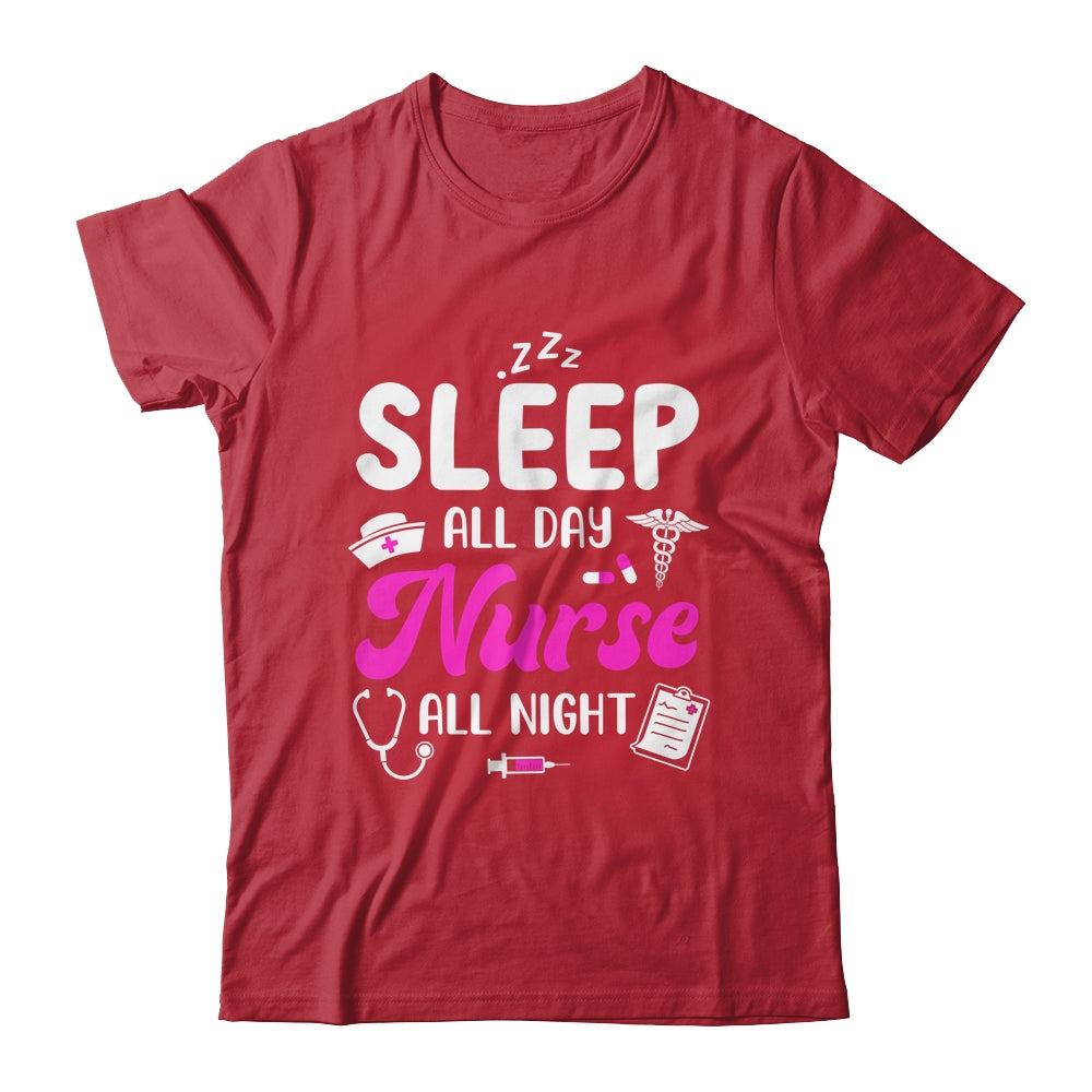 Sleep All Day Nurse All Night Funny Nursing ER RN LPN CNA Shirt & Tank Top | teecentury
